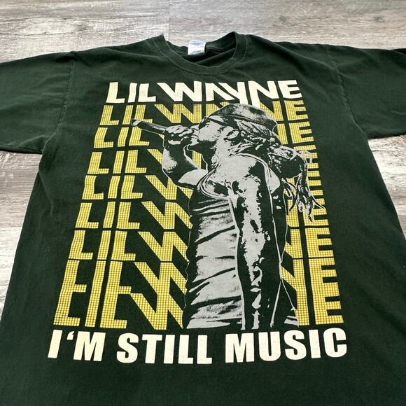 2000s Lil Wayne I'm Still Music Green Yellow Gildan‎ Mens L Rap Hip Hop Tour Tee - Picture 1 of 8